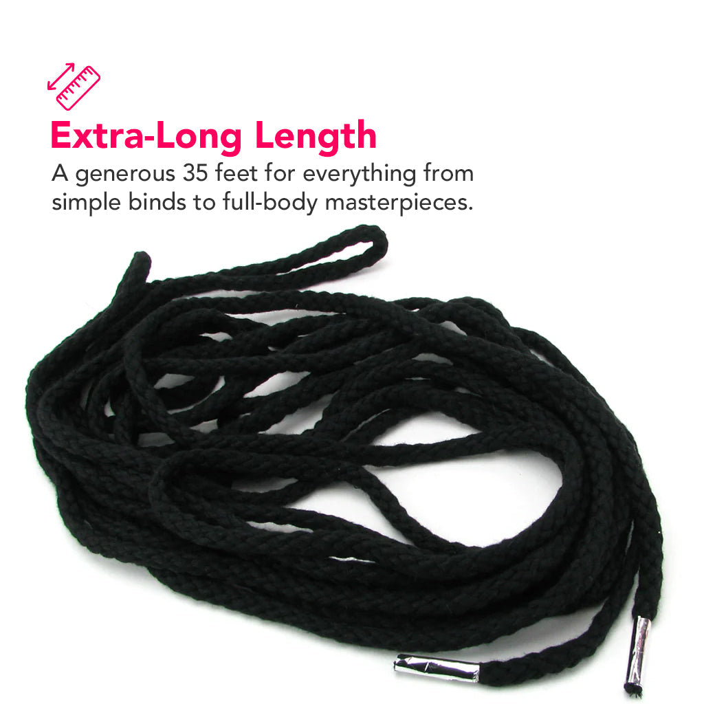 Fetish Fantasy Series 35 Foot Japanese Silk Rope in Black Bondage and Fetish > Restraints - Tophatter Daily Deals