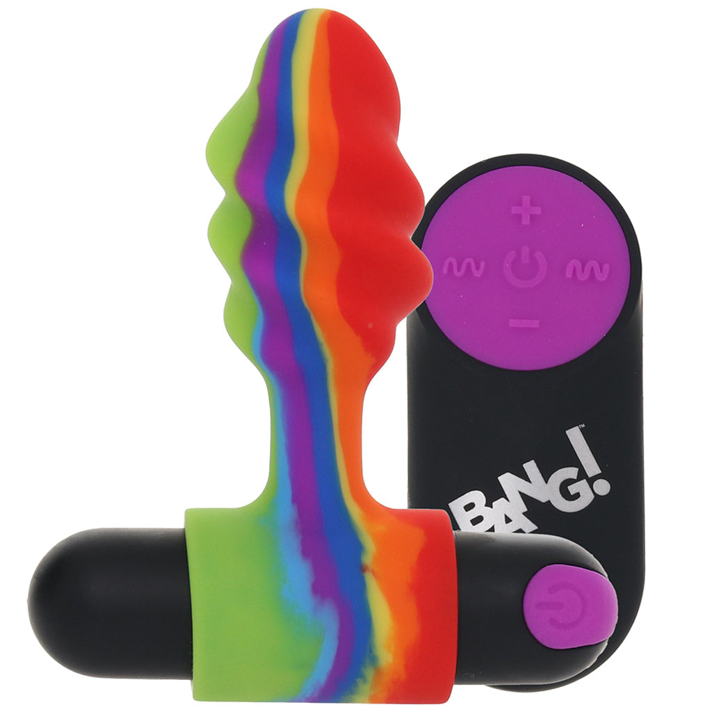 Bang! Vibrating Rainbow Butt Plug with Remote - Tophatter's Vibrator Deals Online Anal Sex Toys > Butt Plugs - Tophatter Daily Deals
