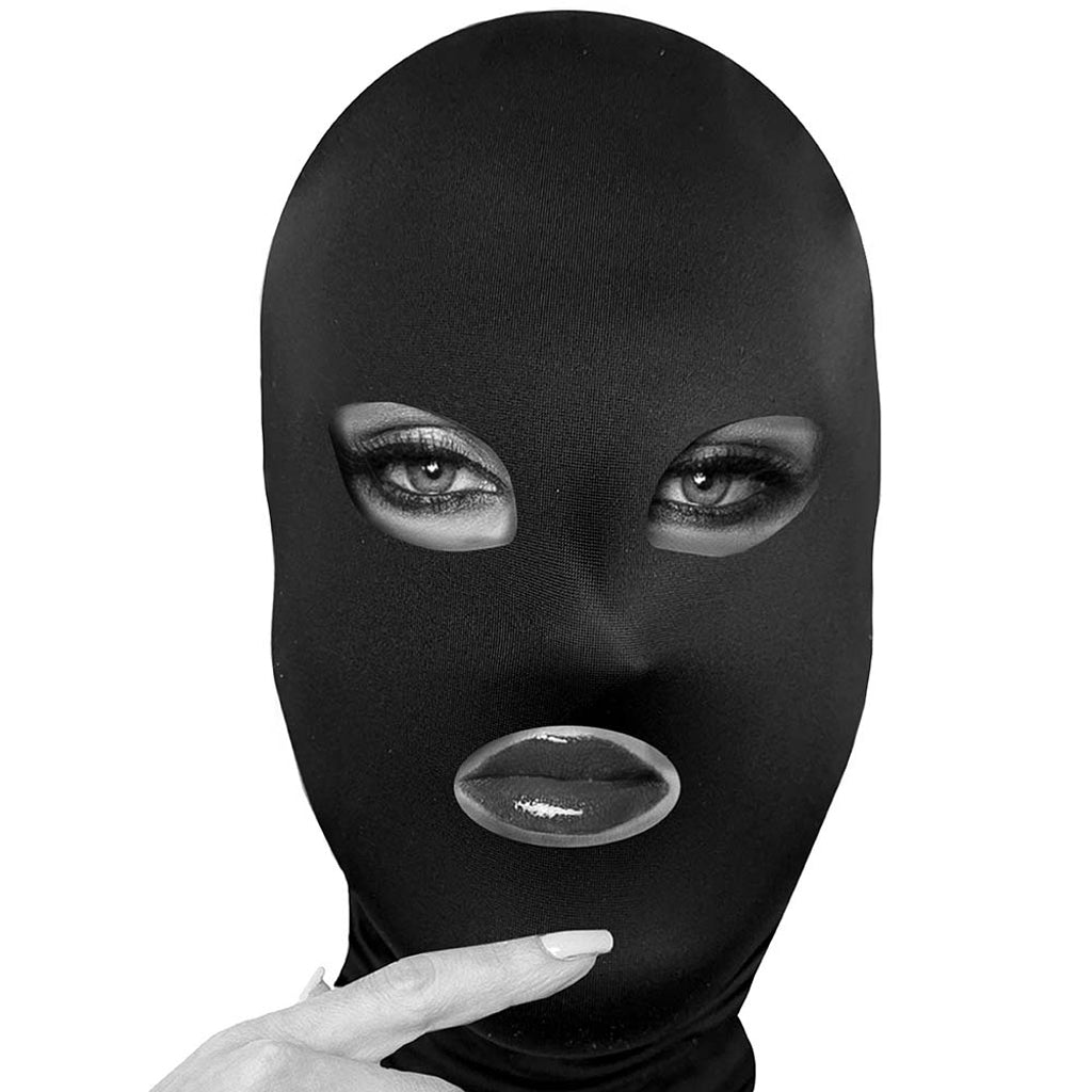 Black & White Open Mouth And Eye Subversion Mask - Tophatter's Adult Products Bondage and Fetish > Pleasure Masks and Dress Up Play - Tophatter Daily Deals