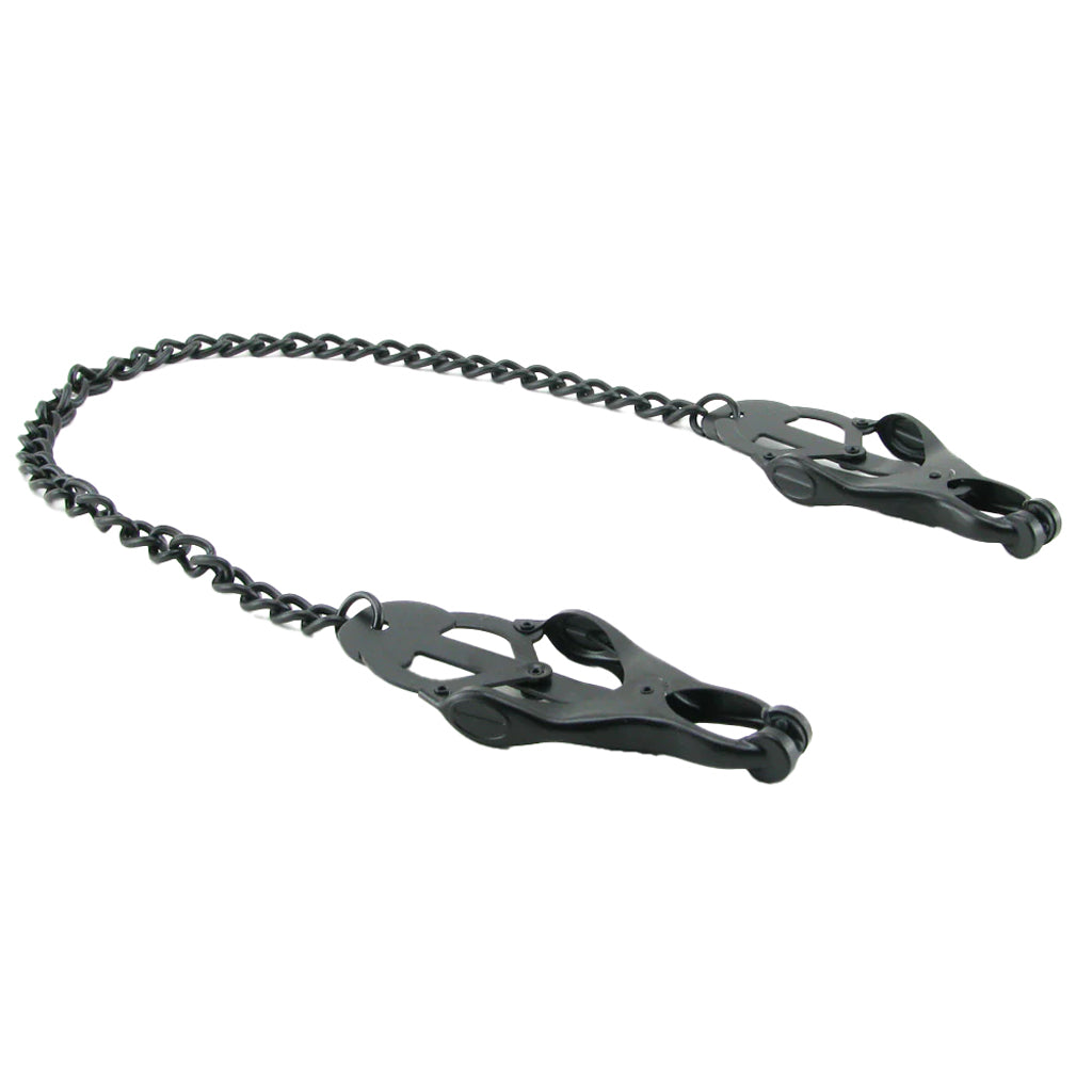 Master Series Monarch Noir Chained Clover Clamps - Tophatter's Adult Products Bondage and Fetish > Nipple Stimulators & Clamps - Tophatter Daily Deals