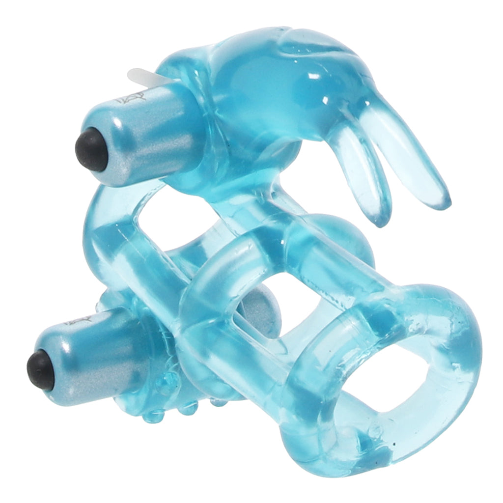 Double Trouble Vibrating Support System in Blue Cock Rings - Tophatter Daily Deals