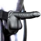 Ouch! Ribbed 8 Inch Hollow Ballsy Strap-On in Gunmetal Dildo Sex Toys > Strap-On and Harnesses - Tophatter Daily Deals