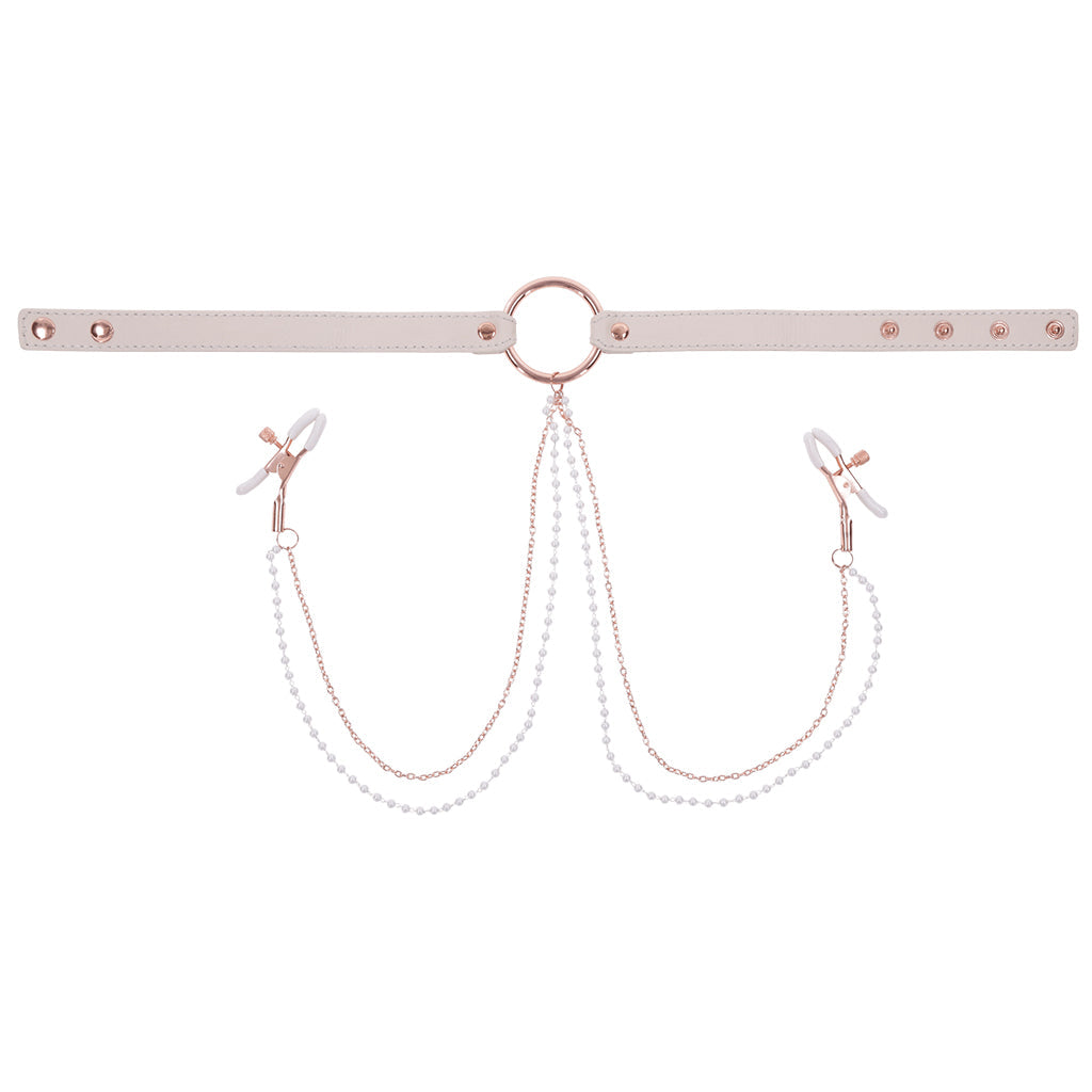 S&M Peaches 'n CreaMe Collar with Nipple Clamps Bondage and Fetish > Nipple Stimulators & Clamps - Tophatter Daily Deals