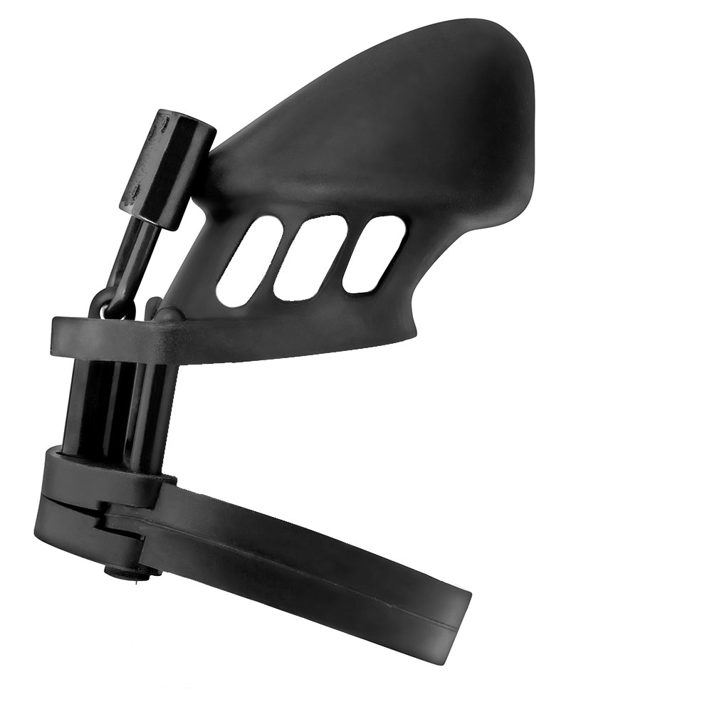 Blue Line Silicone Chastity Cage in Black Bondage and Fetish > Cock and Ball Devices - Tophatter Daily Deals