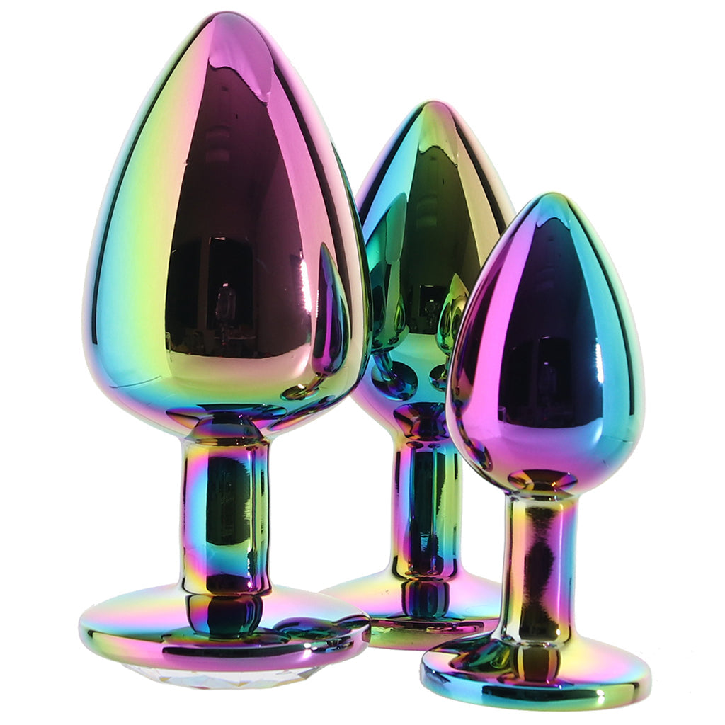 Rear Assets Round Gem Metal Plug Kit in Rainbow Anal Sex Toys > Butt Plugs - Tophatter Daily Deals