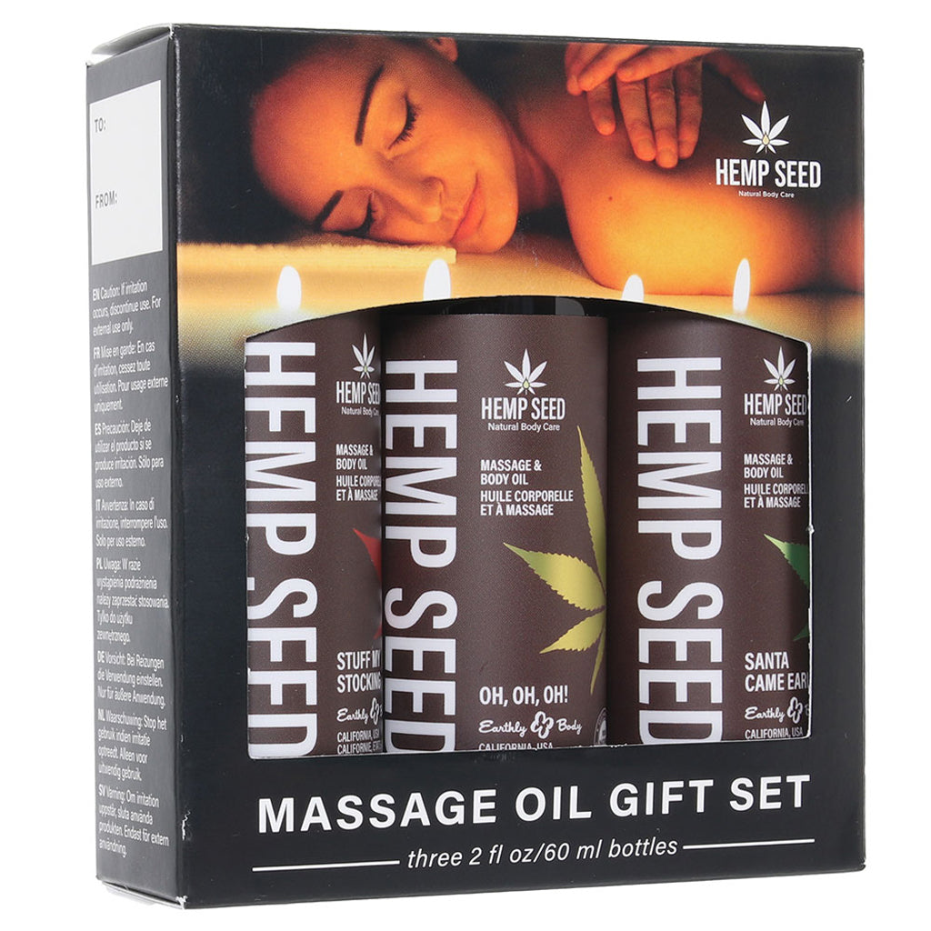 Hemp Seed Massage Oil Gift Set in 3 x 2oz/60ml Sensual Love > Massage - Tophatter Daily Deals