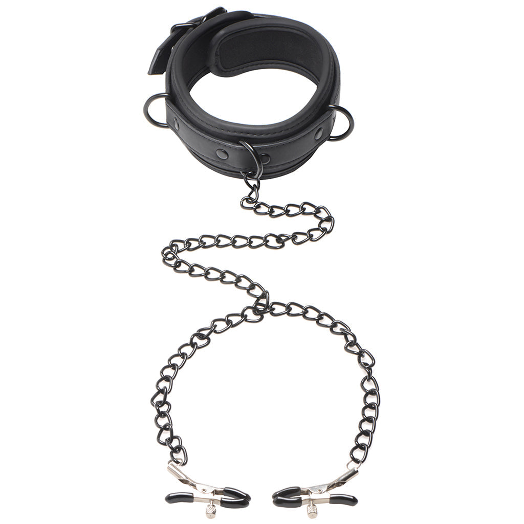Master Series Collared Temptress Collar and Nipple Clamps Bondage and Fetish > Nipple Stimulators & Clamps - Tophatter Daily Deals