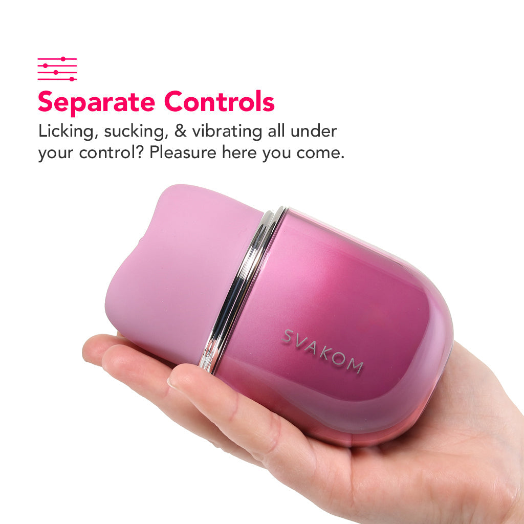 Svakom Klitty Triple-Action Licking Suction Vibrating Clitoral Stimulator with App Control Vibrators > Clitoral Stimulators - Tophatter Daily Deals