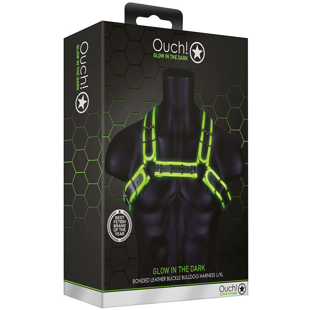 Ouch! Glow in the Dark Buckle Bulldog Harness /XL Bondage and Fetish > Men's Bondage Wear - Tophatter Daily Deals