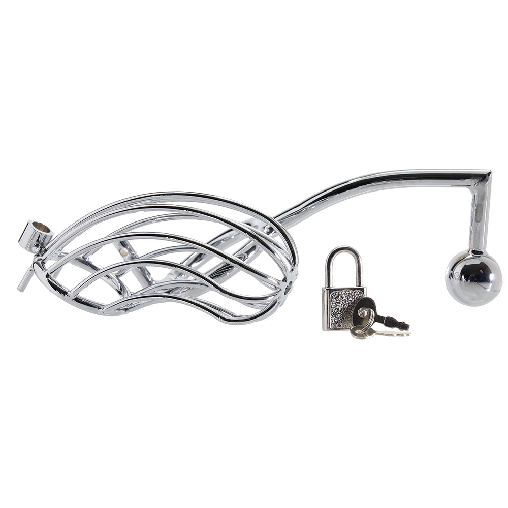 Blue Line Cock Cage with Anal Stimulator - Tophatter's Adult Sex Toys Online Bondage and Fetish > Cock and Ball Devices - Tophatter Daily Deals