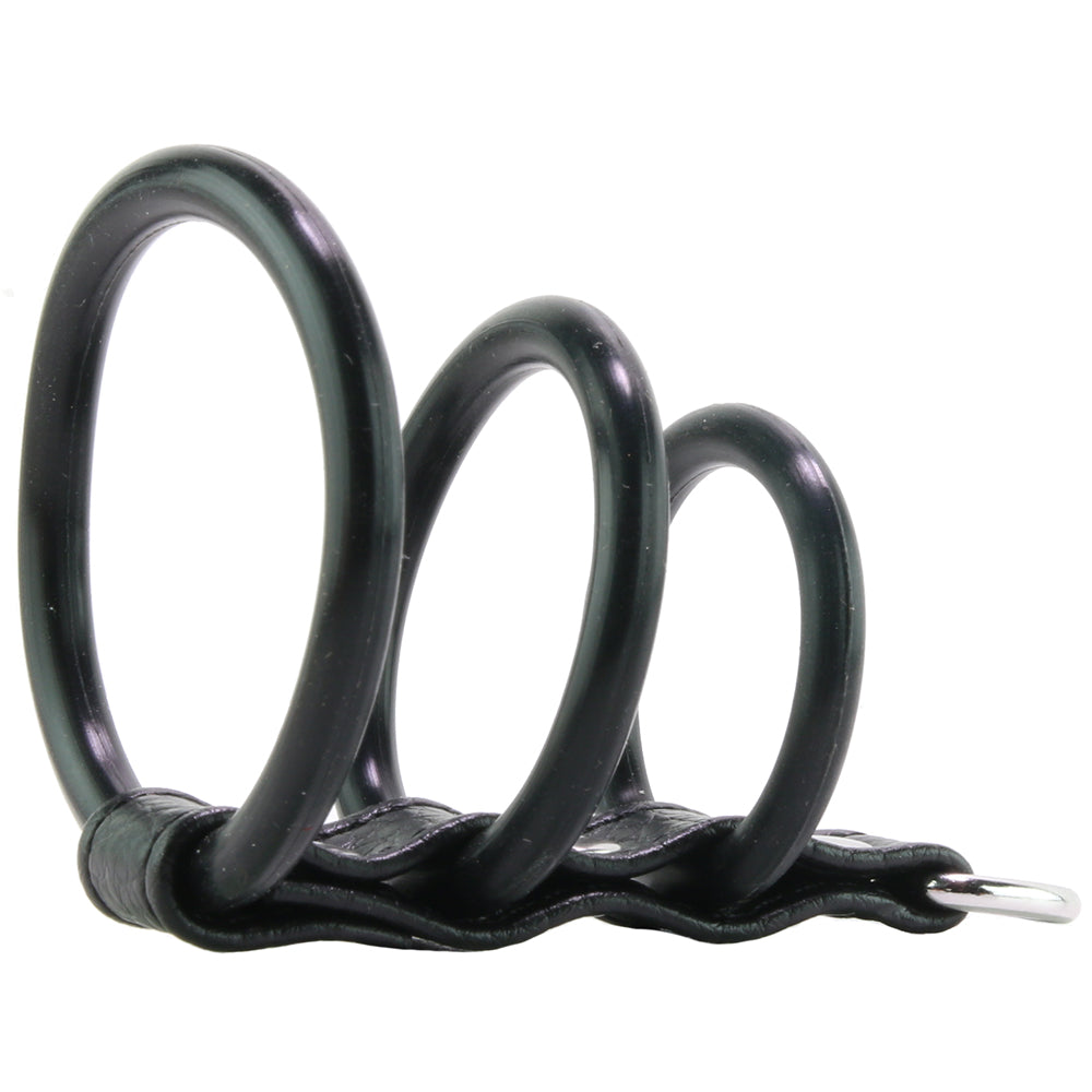 Blue Line 3 Ring Silicone Gates of Hell with Leash Lead - Tophatter's Adult Sex Toys Online Bondage and Fetish > Cock and Ball Devices - Tophatter Daily Deals