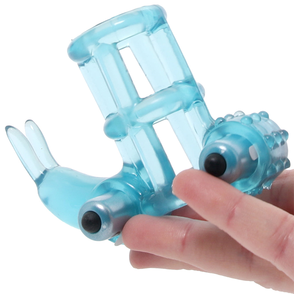 Double Trouble Vibrating Support System in Blue Cock Rings - Tophatter Daily Deals