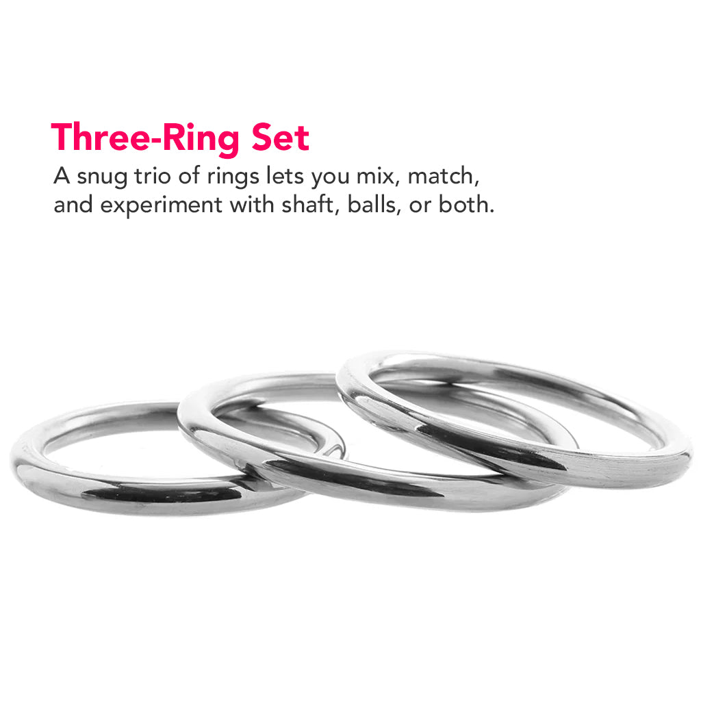 Stainless Steel 3 Piece Cock Ring Set Cock Rings - Tophatter Daily Deals