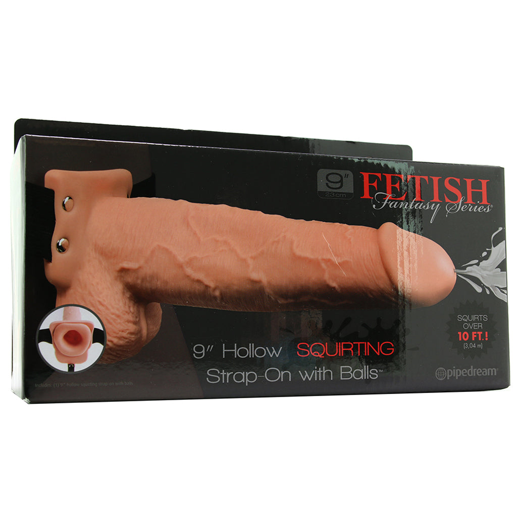 9 Inch Hollow Squirting Strap-On with Balls in Vanilla Dildo Sex Toys > Strap-On and Harnesses - Tophatter Daily Deals