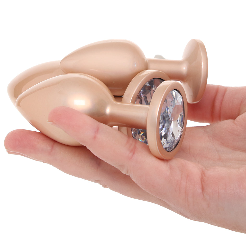 Rear Assets 3 Piece Metal Butt Plug Kit in Champagne - Tophatter's Adult Sex Toys Online Anal Sex Toys > Butt Plugs - Tophatter Daily Deals
