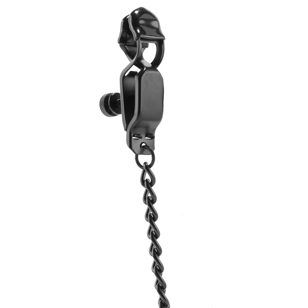 Open Press Nipple Clamps with Black Link Chain - Tophatter's Adult Products Bondage and Fetish > Nipple Stimulators & Clamps - Tophatter Daily Deals