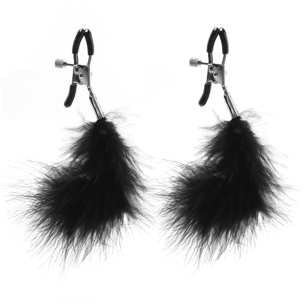 Lux Fetish Feathered Nipple Clips - Tophatter's Adult Sex Toys Online Bondage and Fetish > Nipple Stimulators & Clamps - Tophatter Daily Deals