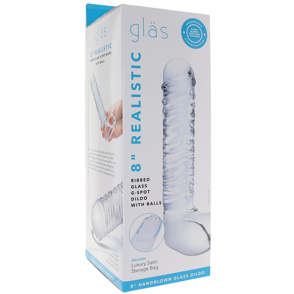 gläs 8 Inch Realistic Ribbed G-Spot Dildo Dildo Sex Toys > G-Spot Dildos - Tophatter Daily Deals
