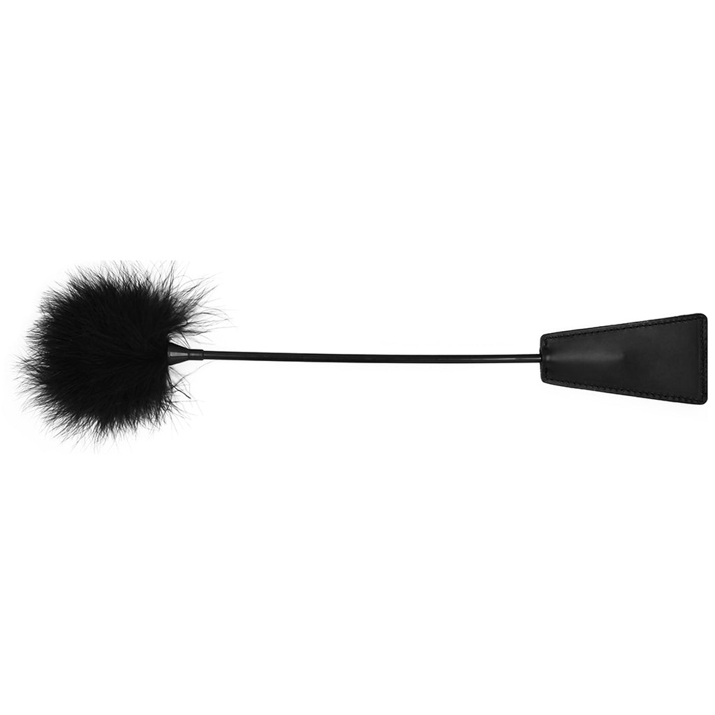 Black & White Crop with Feather Tickler - Tophatter's Adult Products Bondage and Fetish > Whips and Crops - Tophatter Daily Deals
