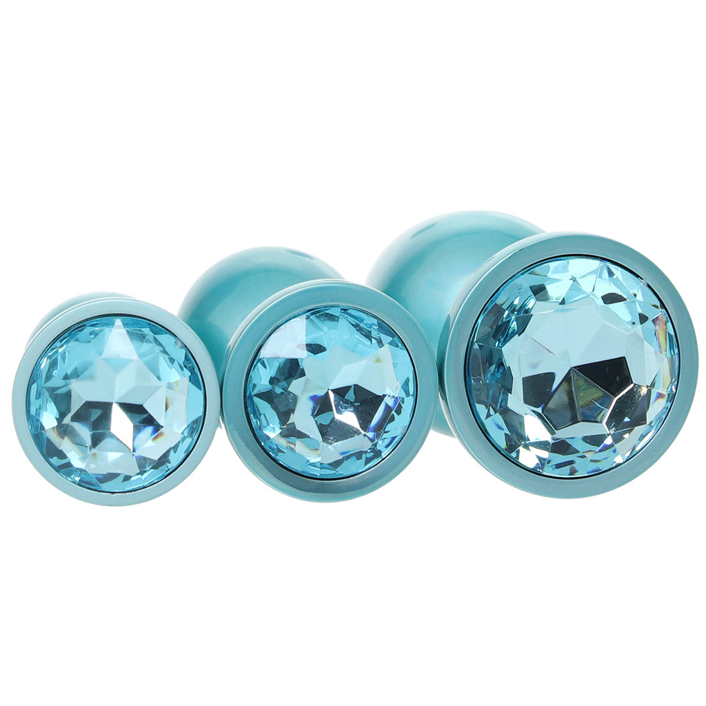 Rear Assets 3 Piece Metal Butt Plug Kit in Teal Anal Sex Toys > Butt Plugs - Tophatter Daily Deals