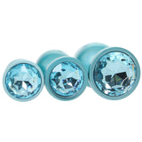 Rear Assets 3 Piece Metal Butt Plug Kit in Teal Anal Sex Toys > Butt Plugs - Tophatter Daily Deals
