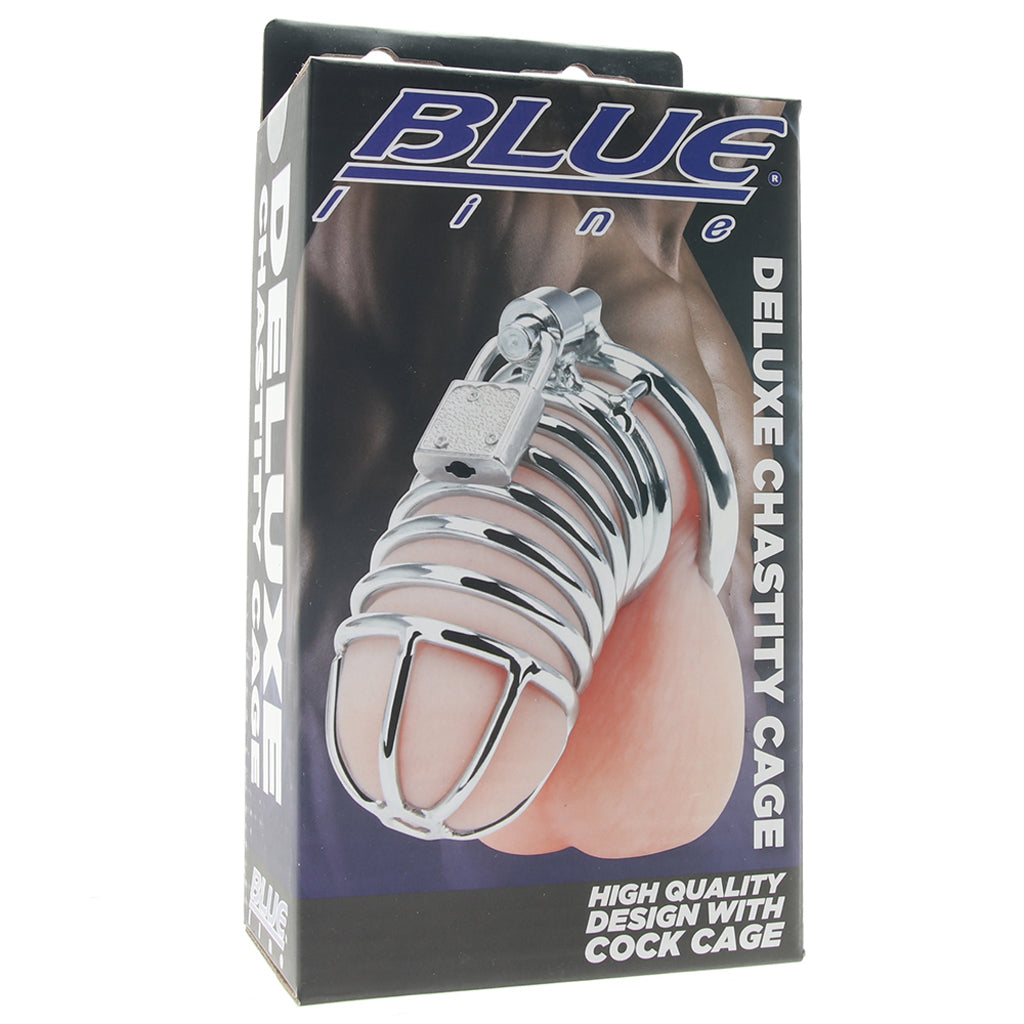Blue Line Deluxe Steel Chastity Cage in Silver - Tophatter's Adult Products Bondage and Fetish > Cock and Ball Devices - Tophatter Daily Deals