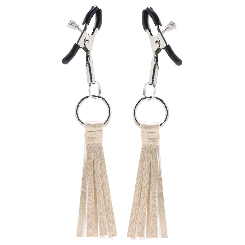 Playful Tassels Nipple Clamps in Gold - Tophatter's Adult Sex Toys Online Bondage and Fetish > Nipple Stimulators & Clamps - Tophatter Daily Deals