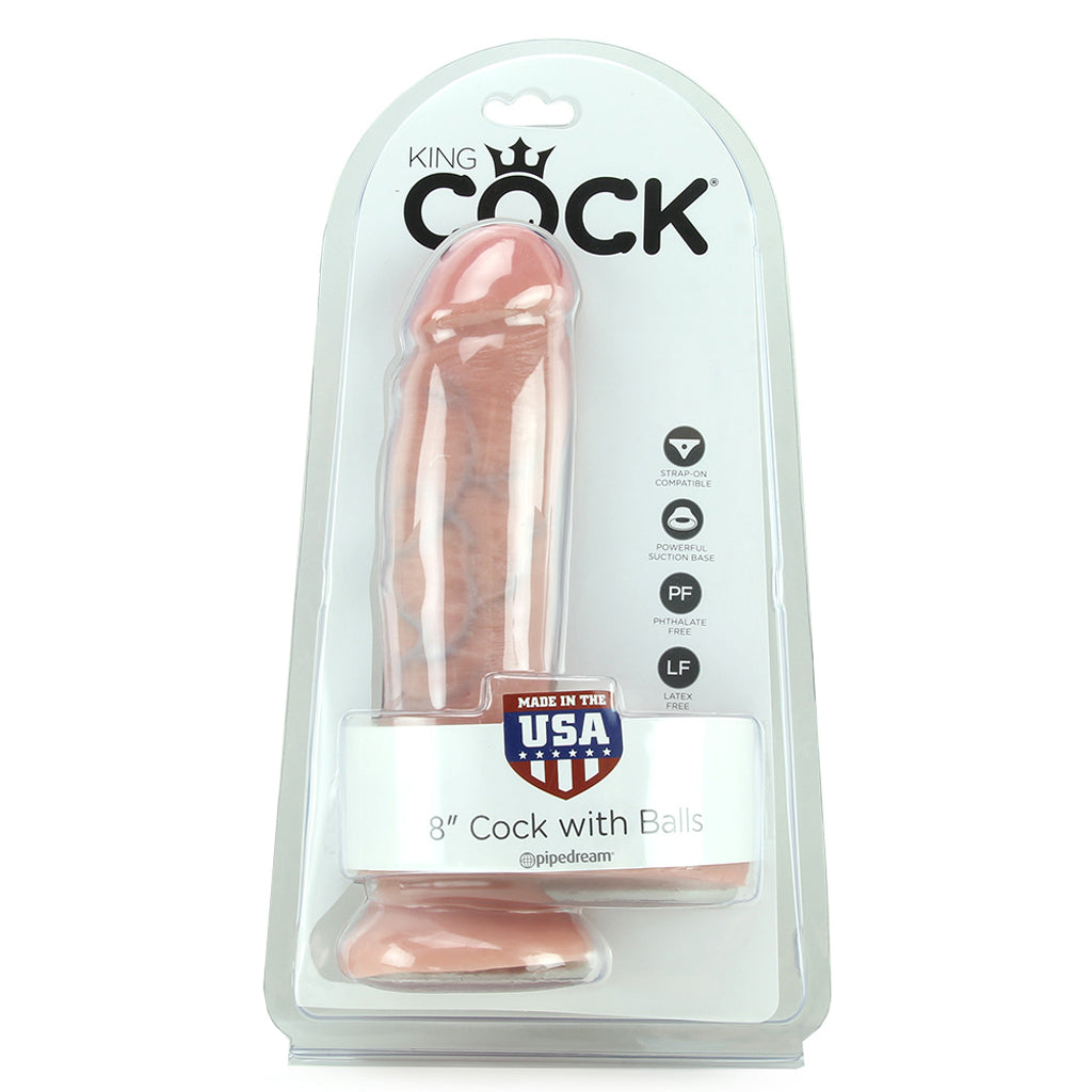 King Cock 8 Inch Cock with Balls in Flesh Dildo Sex Toys > Realistic Dildos - Tophatter Daily Deals