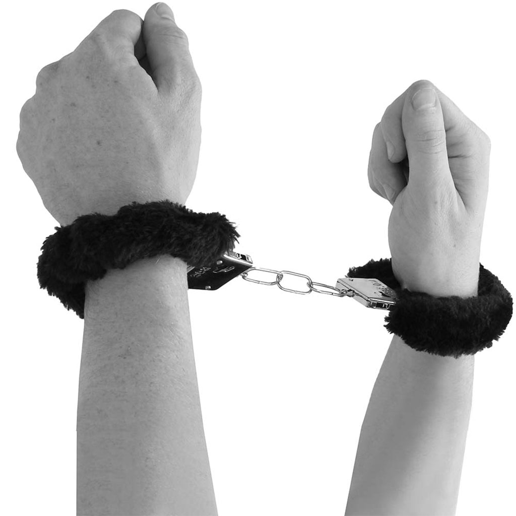 Black Furry Hand Cuffs - Tophatter's Adult Products Bondage and Fetish > Wrist and Ankle Cuffs - Tophatter Daily Deals