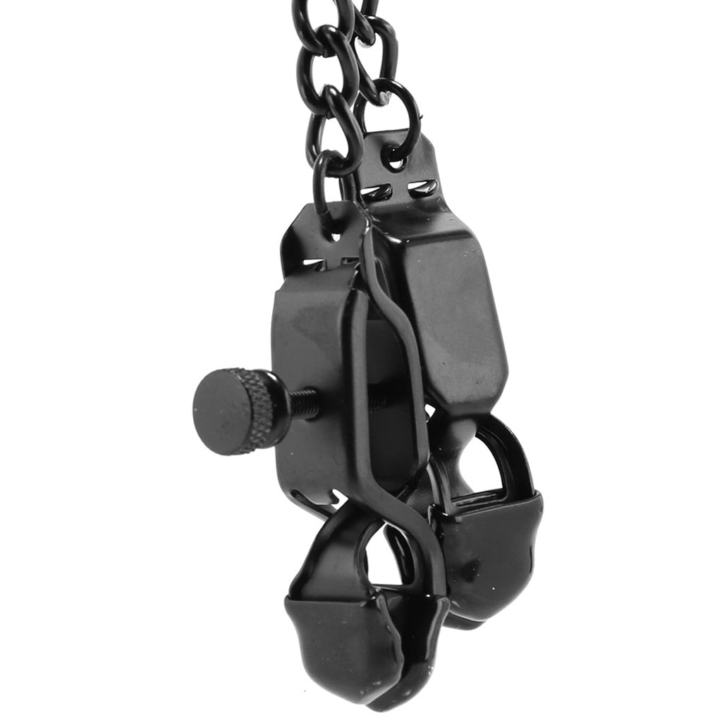 Open Press Nipple Clamps with Black Link Chain - Tophatter's Adult Products Bondage and Fetish > Nipple Stimulators & Clamps - Tophatter Daily Deals
