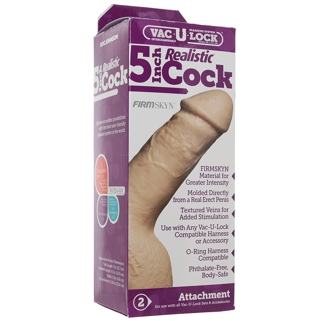 5 Inch Realistic Vac-U-Lock Cock Dildo Sex Toys > Realistic Dildos - Tophatter Daily Deals