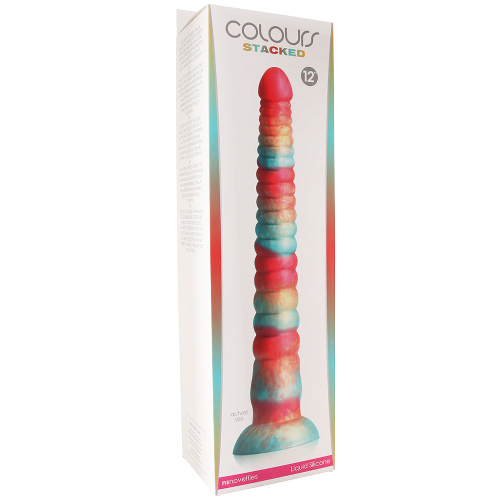 Colours Stacked 12 Inch Dildo in Red/Gold - Tophatter's Adult Sex Toys Online Dildo Sex Toys > Non-Phallic Dildos - Tophatter Daily Deals