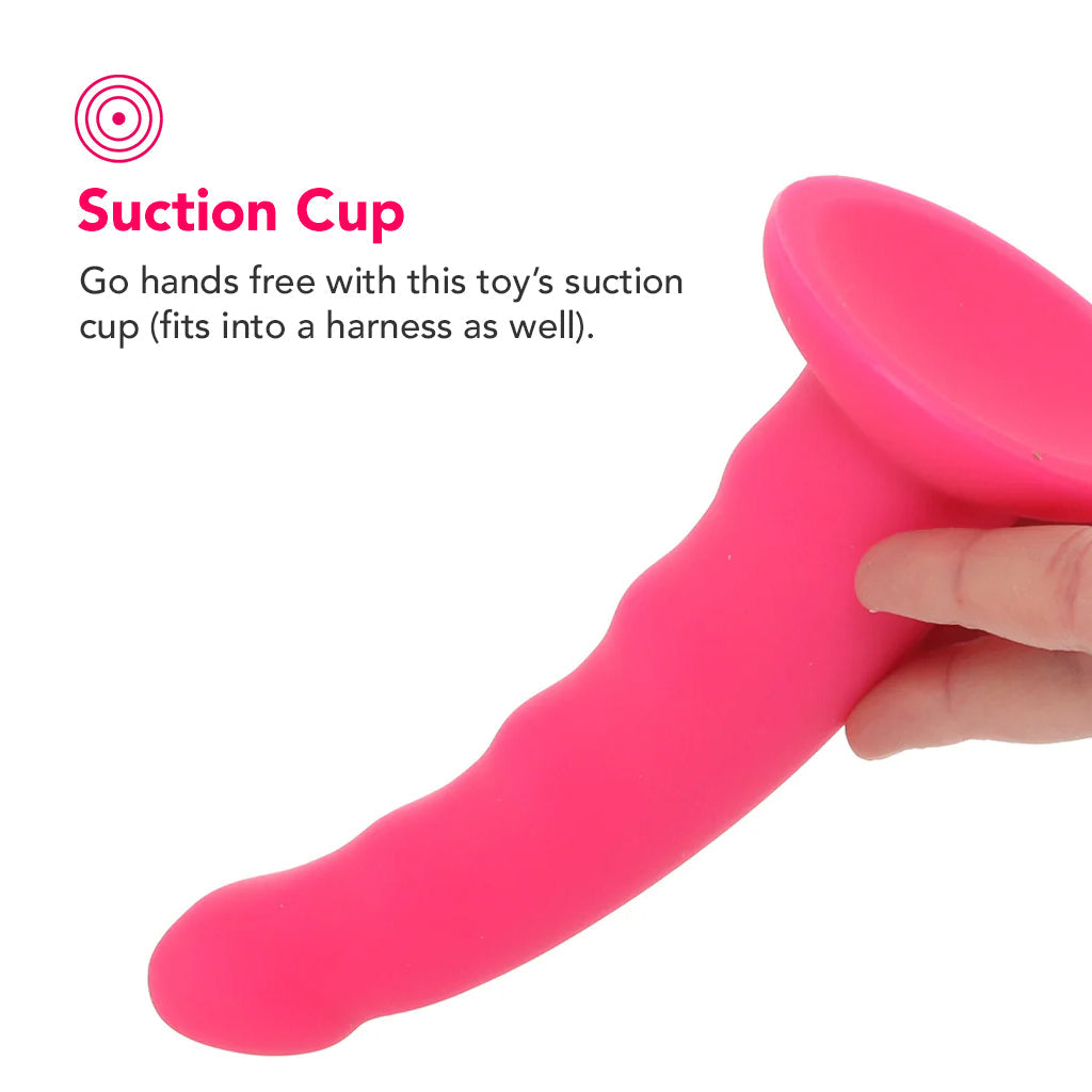 PinkCherry Premium 6.5 Inch Pink Silicone Wavy Dildo Dildo Sex Toys > G-Spot Dildos - Tophatter Daily Deals