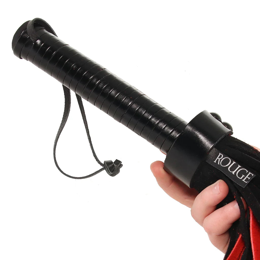 Long Suede Flogger in Black & Red Bondage and Fetish > Leather - Tophatter Daily Deals