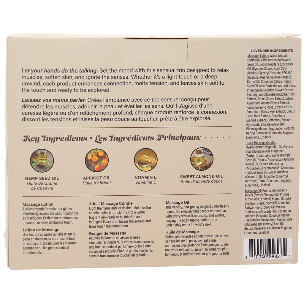 Hemp Seed Tranquility Trio Massage Kit in Lavender Sensual Love > Massage - Tophatter Daily Deals