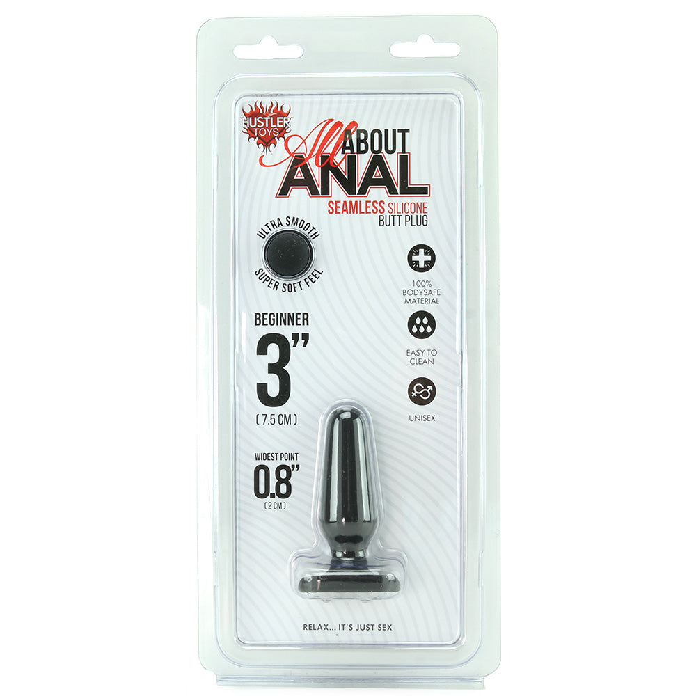 All About Anal Seamless Silicone 3" Butt Plug in Black - Tophatter's Adult Sex Toys Online Anal Sex Toys > Anal Starter Toys - Tophatter Daily Deals