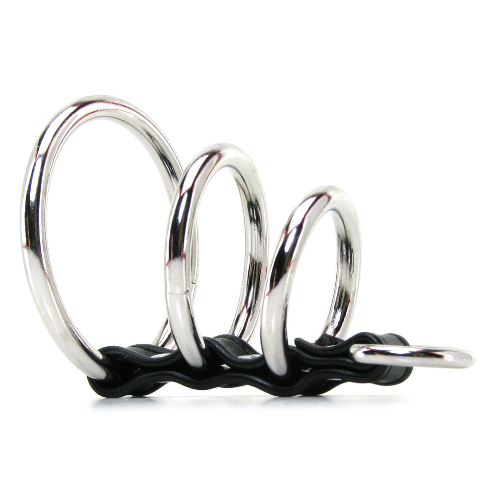 Blue Line 3 Ring Gates of Hell Cock & Ball Cage with D-Ring - Tophatter's Adult Sex Toys Online Cock Rings - Tophatter Daily Deals