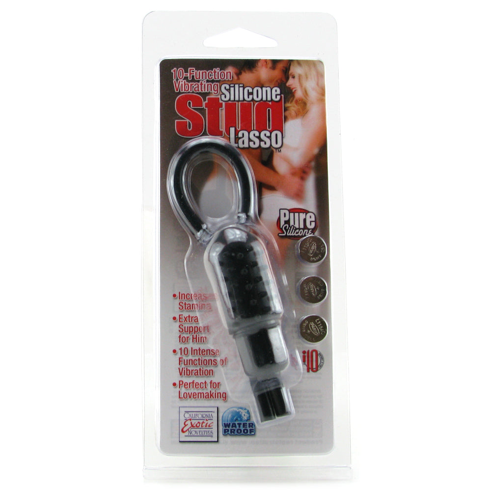 Vibrating Silicone Stud Lasso in Black - Tophatter's Adult Products Cock Rings - Tophatter Daily Deals