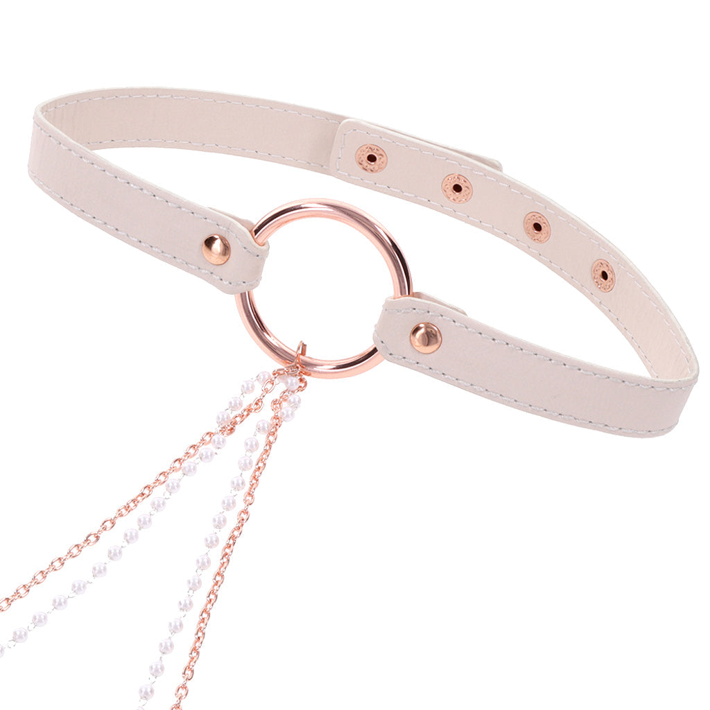 S&M Peaches 'n CreaMe Collar with Nipple Clamps - Tophatter's Adult Products Bondage and Fetish > Nipple Stimulators & Clamps - Tophatter Daily Deals
