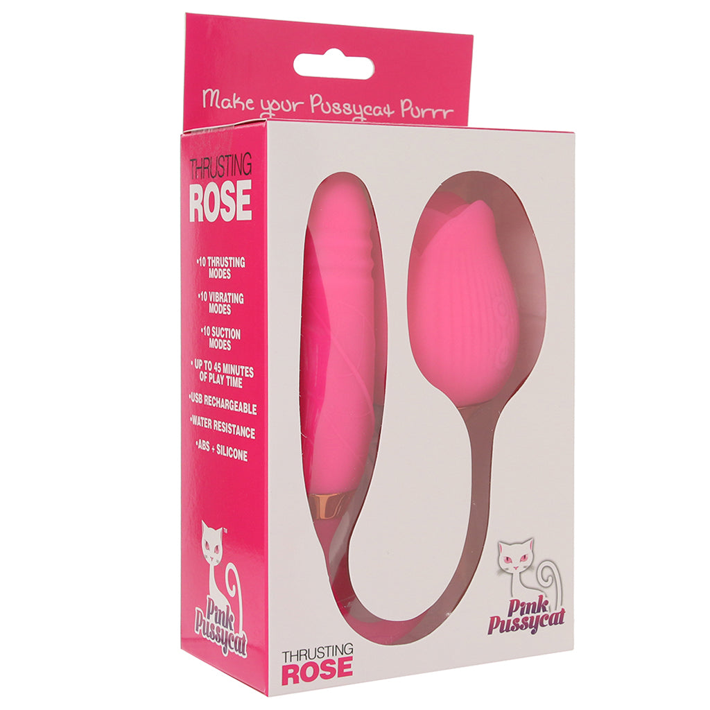 Pink Pussycat Thrusting Rose Vibe Vibrators > Clitoral Stimulators - Tophatter Daily Deals