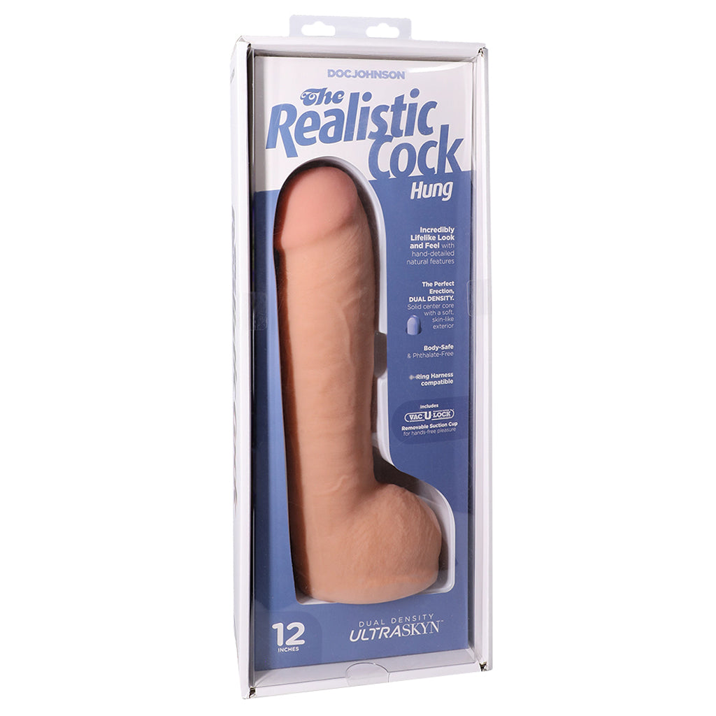 The Realistic Hung 12 Inch Cock with Balls in Vanilla - Tophatter's Adult Sex Toys Online Dildo Sex Toys > Realistic Dildos - Tophatter Daily Deals