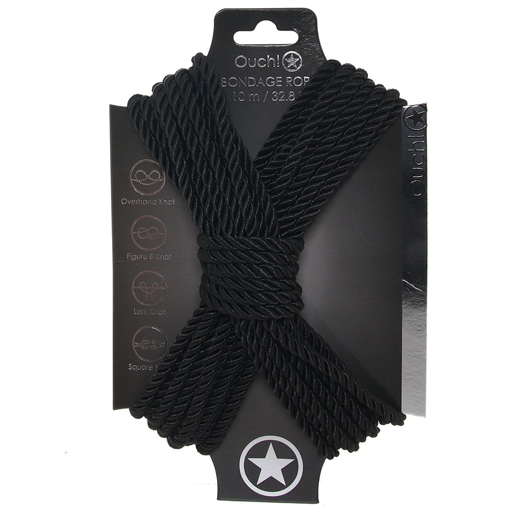 Ouch! 32.8'/10m Bondage Rope in Black Bondage and Fetish > Restraints - Tophatter Daily Deals
