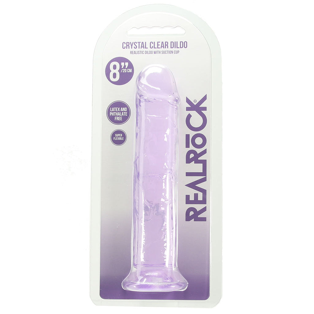 RealRock Crystal Clear Jelly 8 Inch Dildo in Purple - Tophatter's Adult Products Dildo Sex Toys > Realistic Dildos - Tophatter Daily Deals