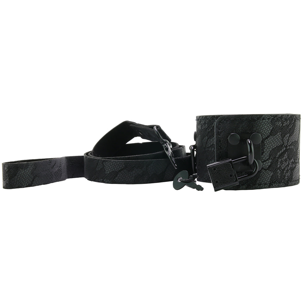 Sincerely Locking Lace Leash and Collar in Black Bondage and Fetish > Leashes and Collars - Tophatter Daily Deals