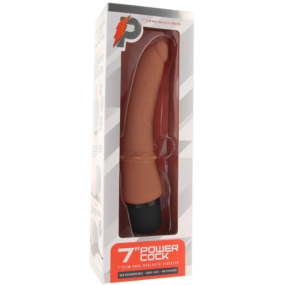 PowerCock 7 Inch Slim Realistic Vibe in Mocha - Tophatter's Adult Sex Toys Online Vibrators > Realistic Vibrator Dildos - Tophatter Daily Deals