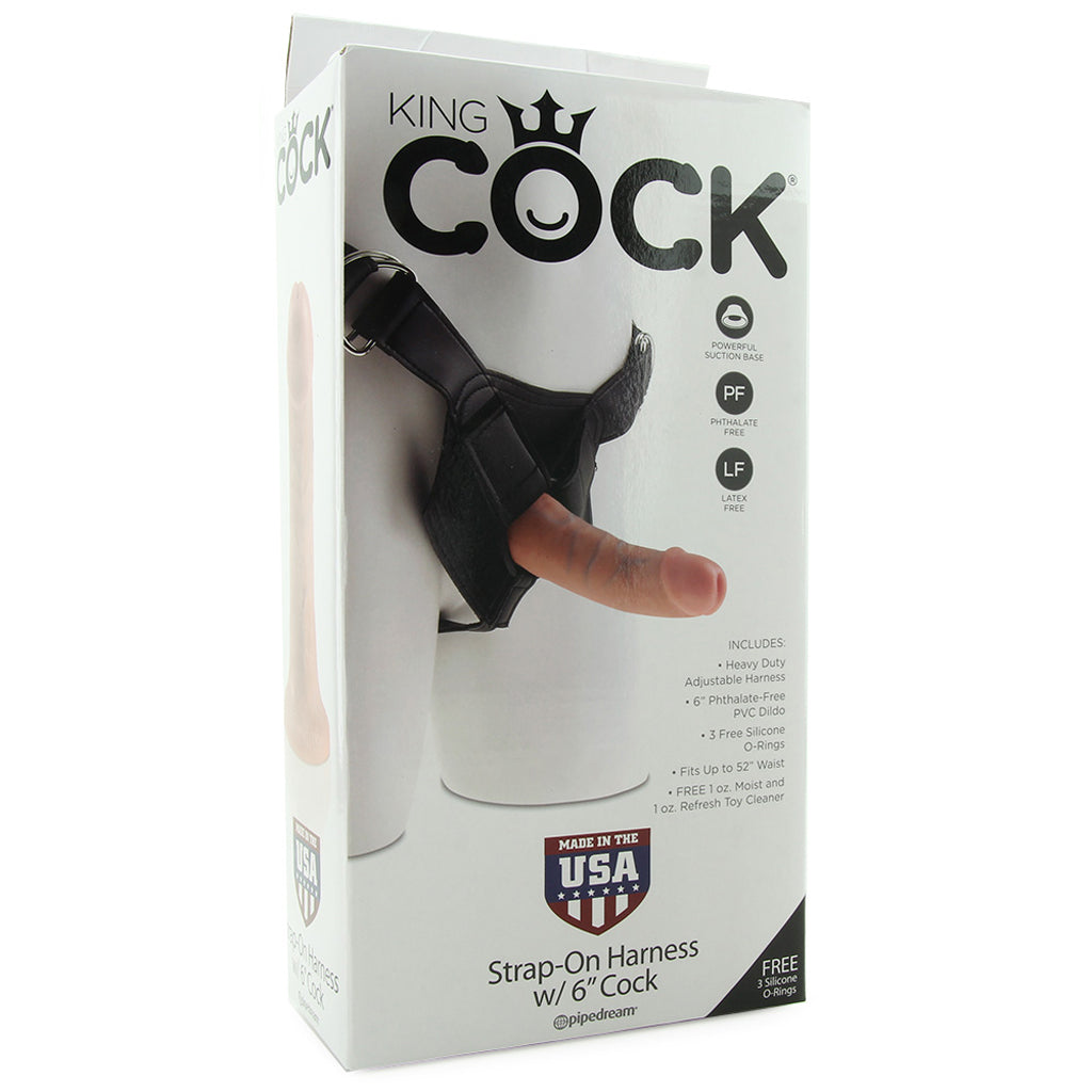 King Cock Strap-On Harness with 6 Inch Cock in Flesh - Tophatter's Adult Products Dildo Sex Toys > Strap-On and Harnesses - Tophatter Daily Deals