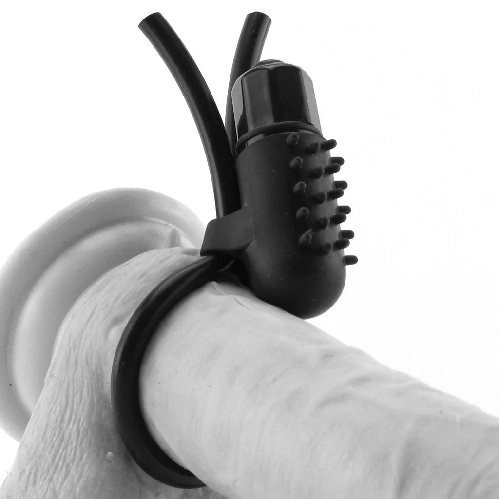 Vibrating Silicone Stud Lasso in Black - Tophatter's Adult Products Cock Rings - Tophatter Daily Deals