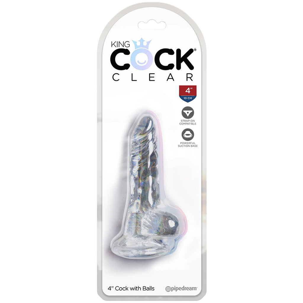 King Cock 4 Inch Ballsy Dildo in Clear - Tophatter's Adult Products Dildo Sex Toys > Realistic Dildos - Tophatter Daily Deals