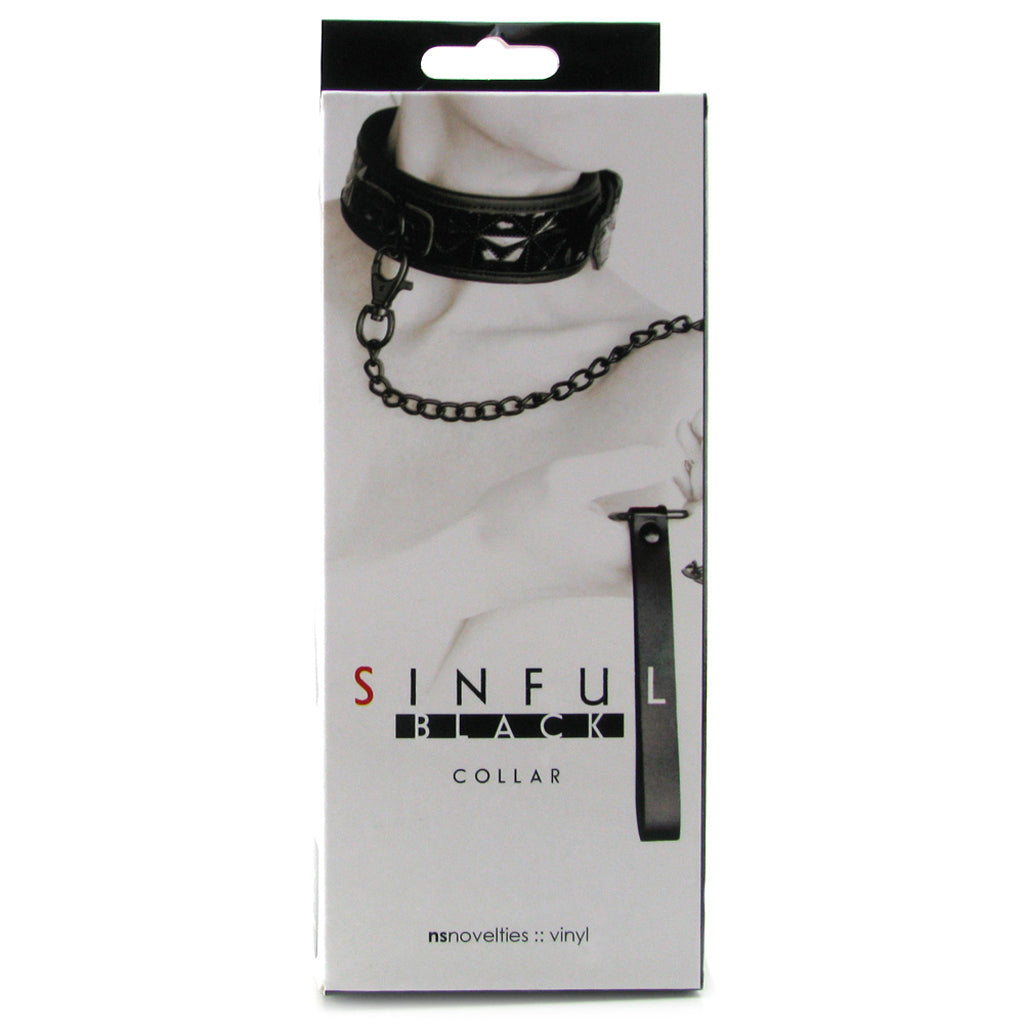 Sinful Collar with Leash in Black - Tophatter's Adult Products Bondage and Fetish > Leashes and Collars - Tophatter Daily Deals