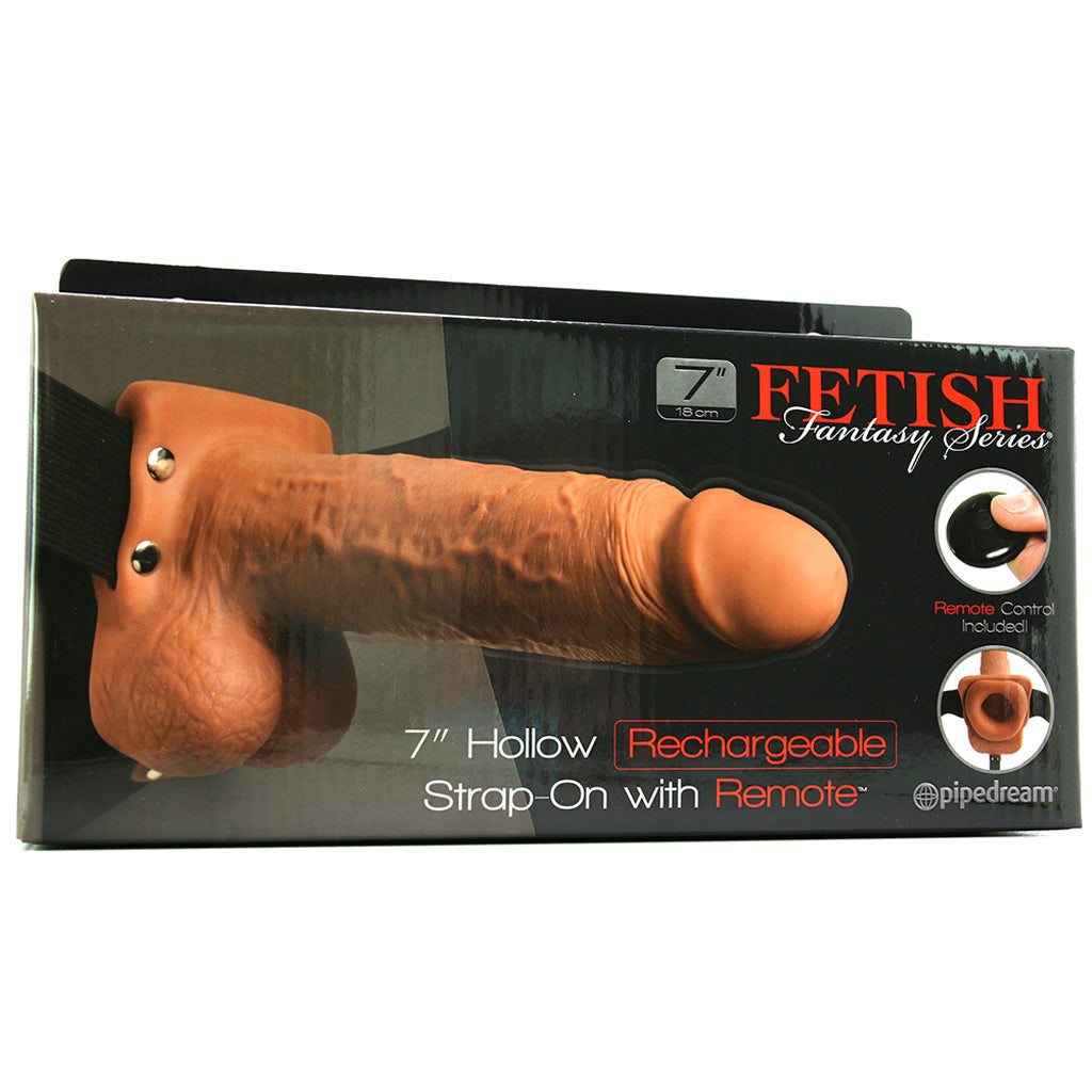 7 Inch Hollow Vibrating Strap-On with Remote in Tan - Tophatter's Vibrator Deals Online Dildo Sex Toys > Strap-On and Harnesses - Tophatter Daily Deals